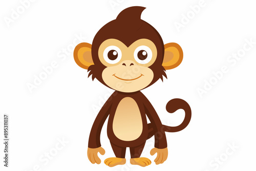 Funny Monkey Vector Illustration on White Background | Cartoons, Clipart, Line Art Design, Funny monkey vector illustration on white background, perfect for cartoons, clipart, and line art designs.
