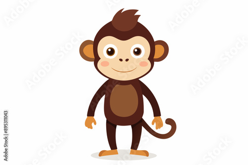 Funny Monkey Vector Illustration on White Background | Cartoons, Clipart, Line Art Design, Funny monkey vector illustration on white background, perfect for cartoons, clipart, and line art designs.