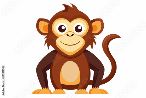 Funny Monkey Vector Illustration on White Background | Cartoons, Clipart, Line Art Design, Funny monkey vector illustration on white background, perfect for cartoons, clipart, and line art designs.