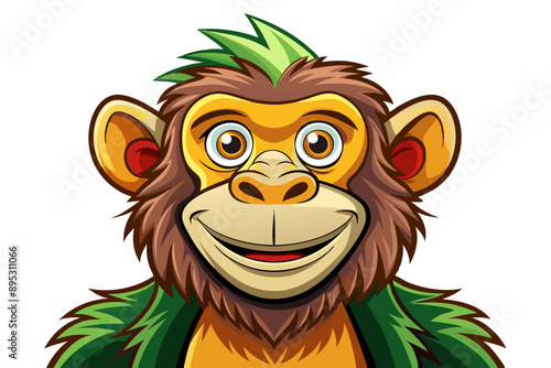 Funny Monkey Vector Illustration on White Background | Cartoons, Clipart, Line Art Design, Funny monkey vector illustration on white background, perfect for cartoons, clipart, and line art designs.