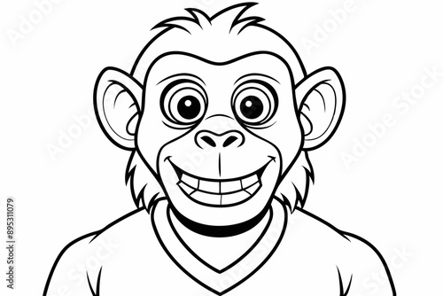 Funny Monkey Vector Illustration on White Background | Cartoons, Clipart, Line Art Design, Funny monkey vector illustration on white background, perfect for cartoons, clipart, and line art designs.