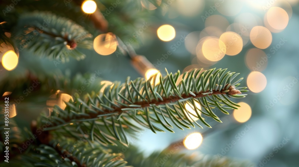 A Christmas tree with lights shining on it A Christmas tree with lights shining on it