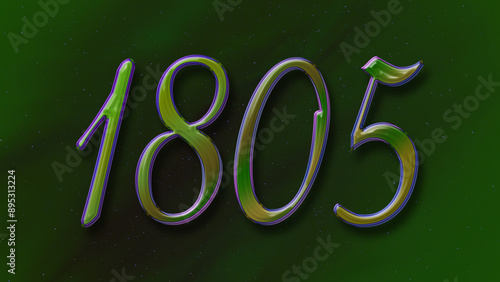 3D green with blue border design of number 1805 on green background.