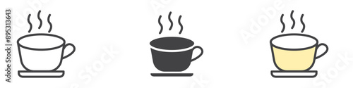 coffee cup icon Outline thin set pack series