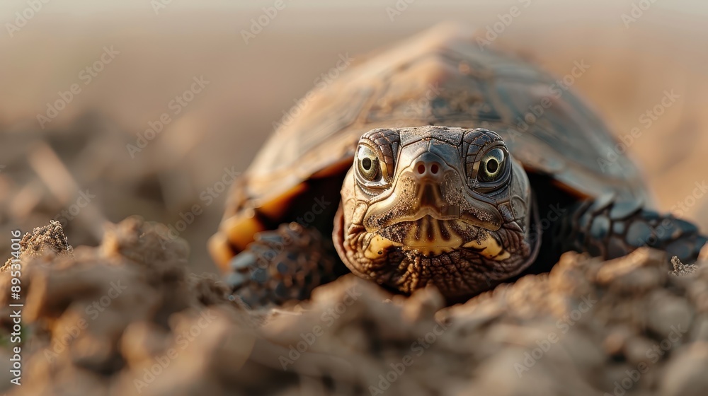 A detailed close-up image of a turtle on dry dirt. The sharp focus highlights the intricate patterns on its shell and the determined look in its eyes, conveying a sense of curiosity. A detailed close-up image of a turtle on dry dirt. The sharp focus highlights the intricate patterns on its shell and the determined look in its eyes, conveying a sense of curiosity.