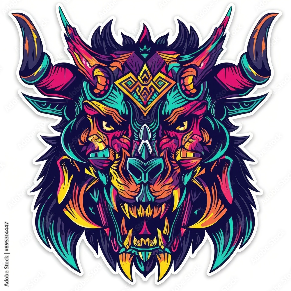 Detailed illustration of a psychedelic mecha wolf with vibrant colors and intricate patterns Detailed illustration of a psychedelic mecha wolf with vibrant colors and intricate patterns