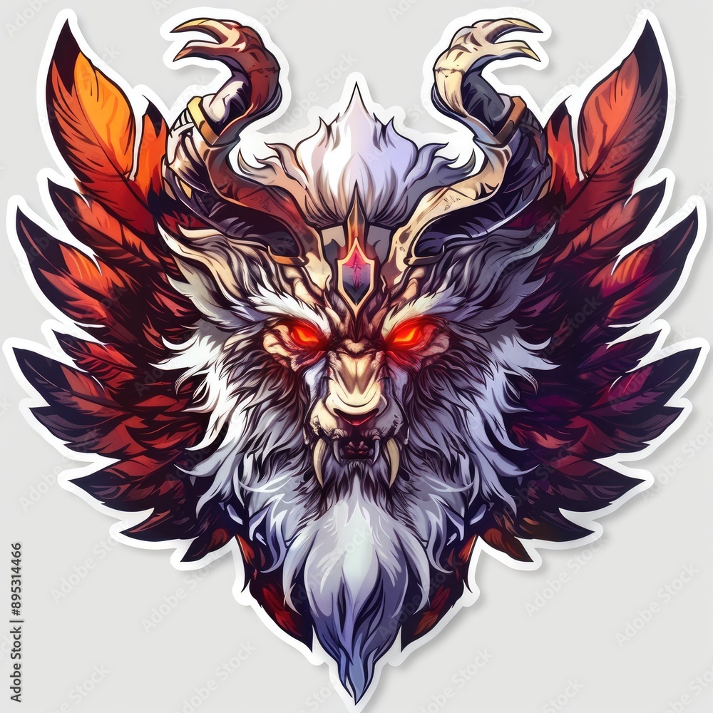 Fototapeta premium Detailed illustration of a psychedelic mecha wolf with vibrant colors and intricate patterns