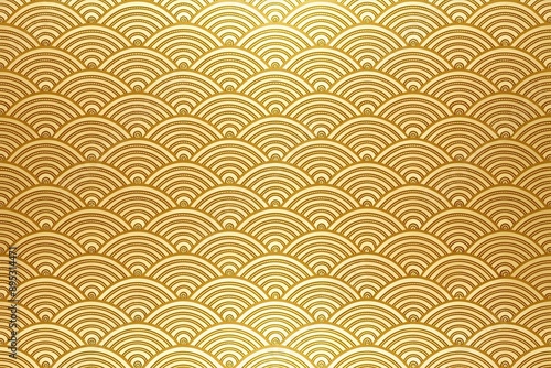 Seamless Japanese pattern on gold wave background, wave, pattern, minimalist, Japanese, background