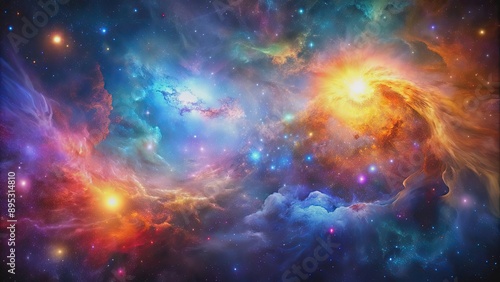 Galactic background showcasing a stunning array of colorful nebulas, Galactic, background, sumptuous, colors © Udomner