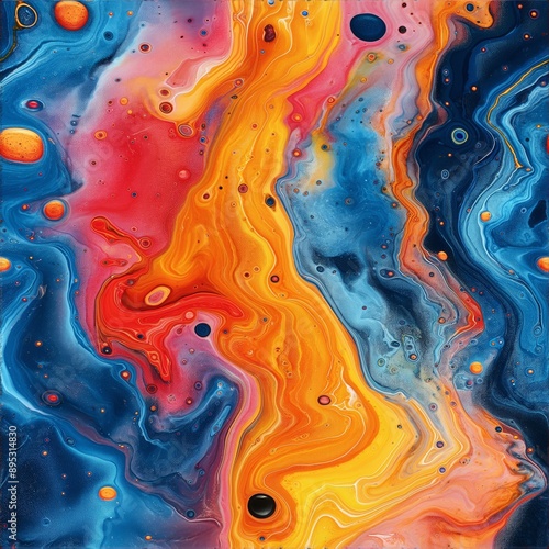 Wallpaper Mural Vibrant 3d paint abstract dynamic background fluid motion, swirling patterns, rich blend of colors. AI generated Torontodigital.ca