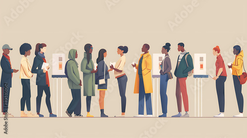 Diverse Group of People Standing in Line for Event