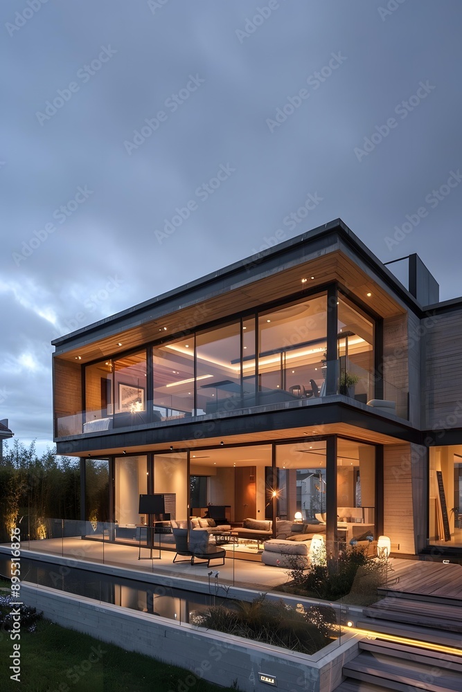 Modern Architecture House With Swimming Pool And Large Windows Modern Architecture House With Swimming Pool And Large Windows