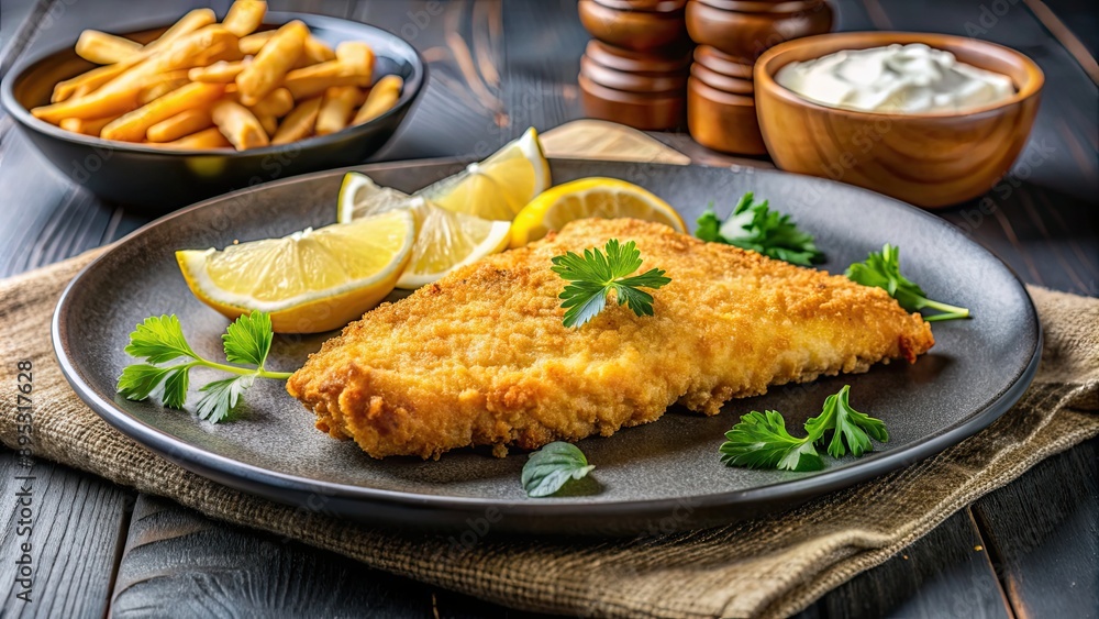 Fried fish fillet with crispy golden coating served hot , seafood, meal, cuisine, gourmet, delicious, appetizing, crispy, golden Fried fish fillet with crispy golden coating served hot , seafood, meal, cuisine, gourmet, delicious, appetizing, crispy, golden