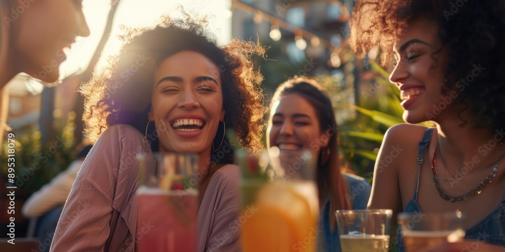 A group of women enjoying each other's company over glasses of drinks, possibly friends or colleagues