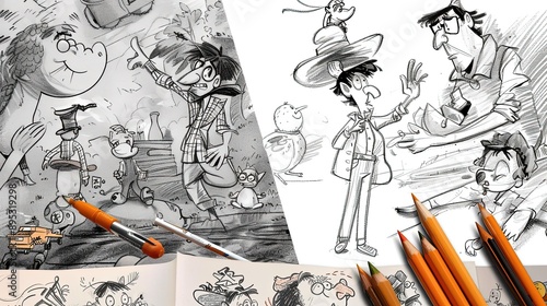 Cartoonist: Drawing comic strips or cartoons.