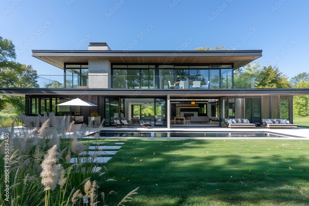 Modern House with Swimming Pool and Lawn Modern House with Swimming Pool and Lawn