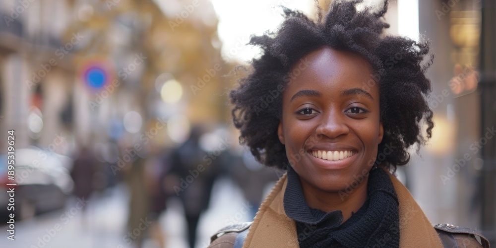 A woman with curly hair stands on a city street, possibly waiting for someone or looking around A woman with curly hair stands on a city street, possibly waiting for someone or looking around