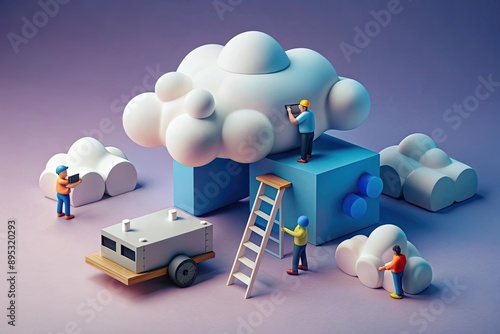 Engineers Working on Cloud Computing