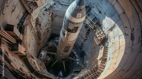 Emerging Intercontinental Ballistic Missile from Fortified Underground Silo Facility photo