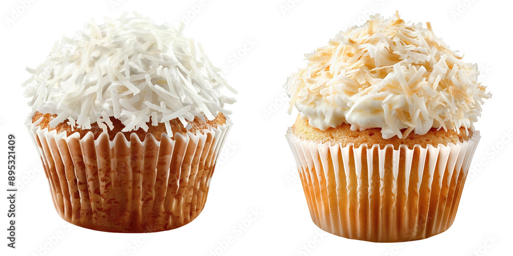 Delicious cupcakes topped with creamy frosting and coconut flakes, perfect for any celebration or sweet treat. Delicious cupcakes topped with creamy frosting and coconut flakes, perfect for any celebration or sweet treat.
