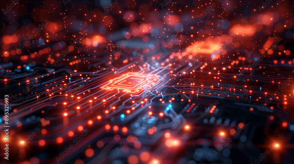 Futuristic Digital Background: Abstract Circuits and Glowing Technology Elements Symbolizing Innovation Futuristic Digital Background: Abstract Circuits and Glowing Technology Elements Symbolizing Innovation