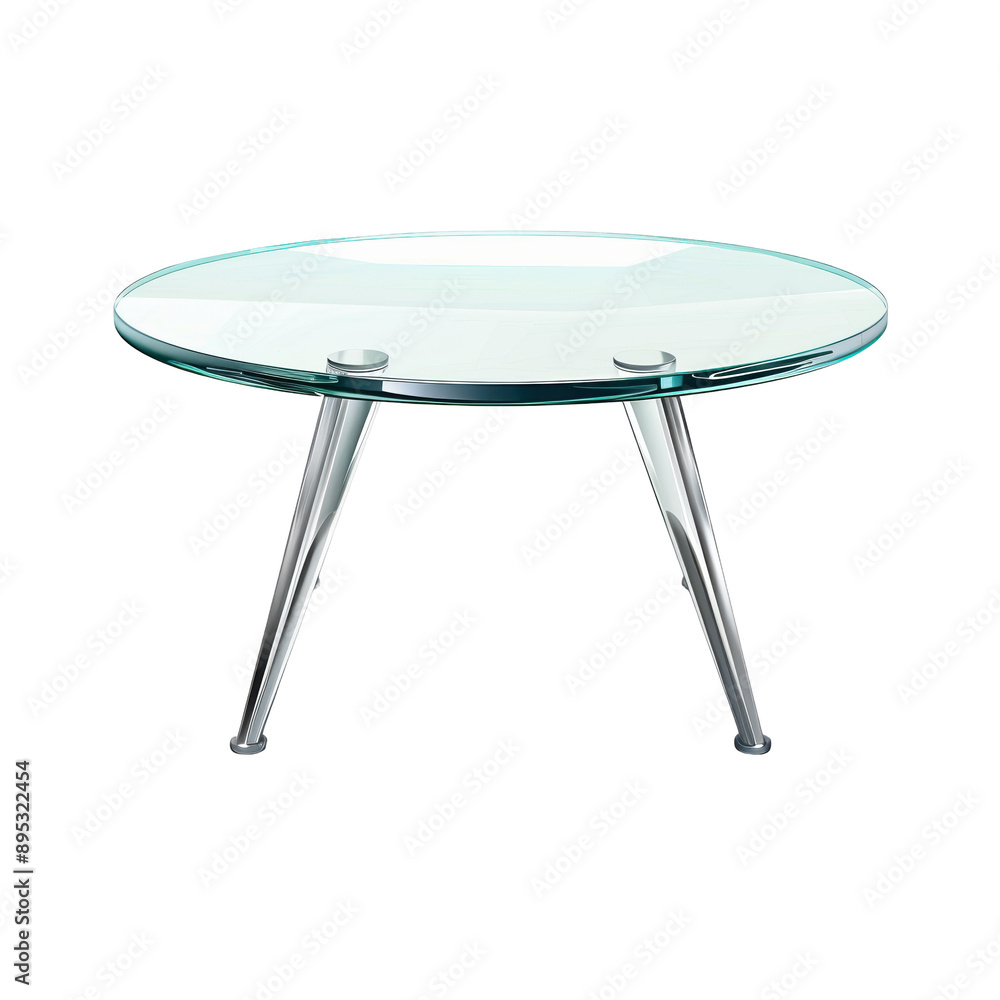Modern round glass coffee table with sleek chrome legs, perfect for minimalist interior design and contemporary living spaces. Modern round glass coffee table with sleek chrome legs, perfect for minimalist interior design and contemporary living spaces.