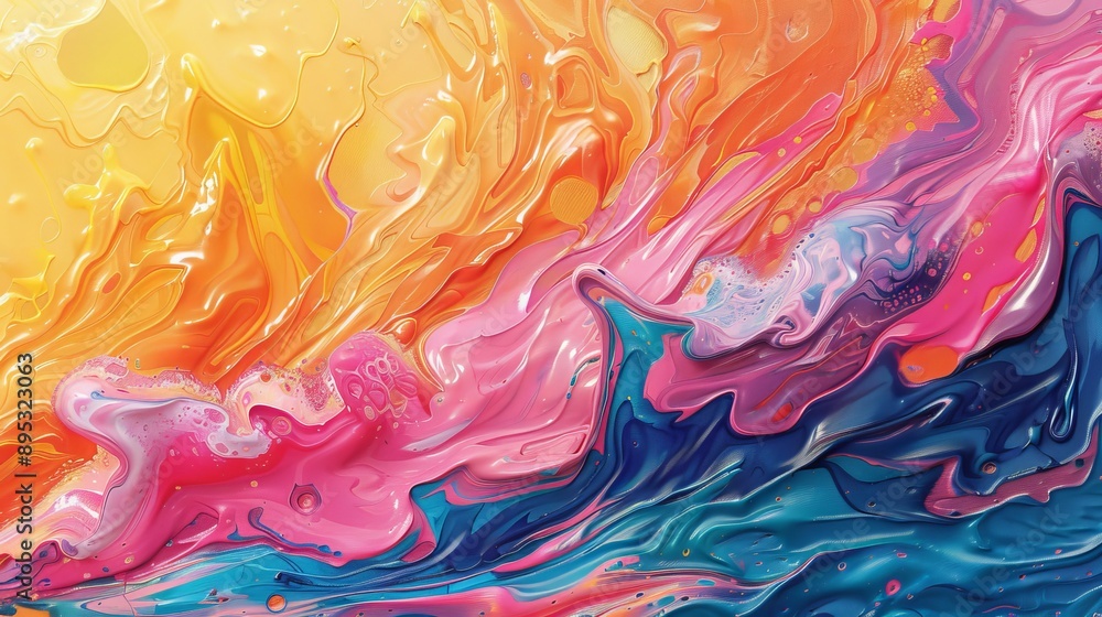 Dynamic Water Waves - Abstract Painting with Vibrant Energy and Movement Dynamic Water Waves - Abstract Painting with Vibrant Energy and Movement