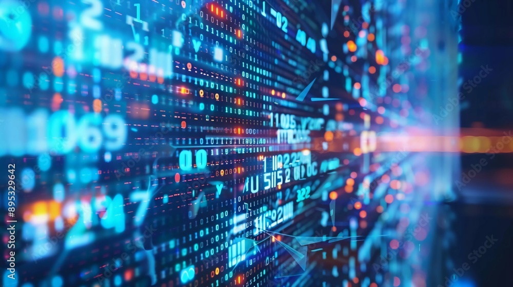 Bytes of binary code run through network. Very exciting abstract futuristic technology cyberspace Bytes of binary code run through network. Very exciting abstract futuristic technology cyberspace