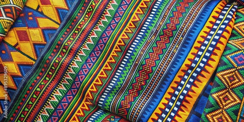 Colored African fabric with vibrant textured patterns, African, fabric, colored, textured, pattern,vibrant, colorful