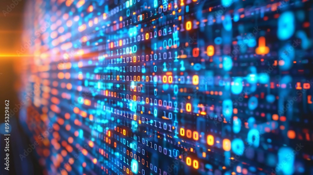 Bytes of binary code run through network. Very exciting abstract futuristic technology cyberspace Bytes of binary code run through network. Very exciting abstract futuristic technology cyberspace