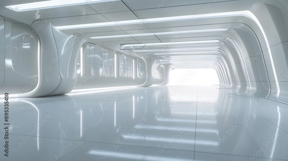 5. Sleek and modern 3D rendered big hall with a light white color scheme and futuristic sci-fi lighting, emphasizing the spaciousness and clean lines of the studio room 5. Sleek and modern 3D rendered big hall with a light white color scheme and futuristic sci-fi lighting, emphasizing the spaciousness and clean lines of the studio room