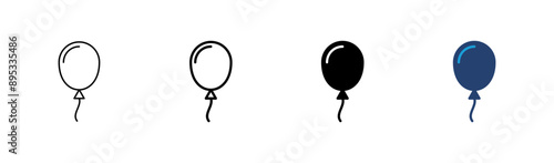 Balloon icon set. party balloon icon decoration birthday vector. Balloon black silhouette icon