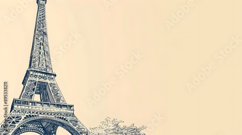 Wallpaper Mural A vintageinspired illustration of the Eiffel Tower against a textured background Torontodigital.ca