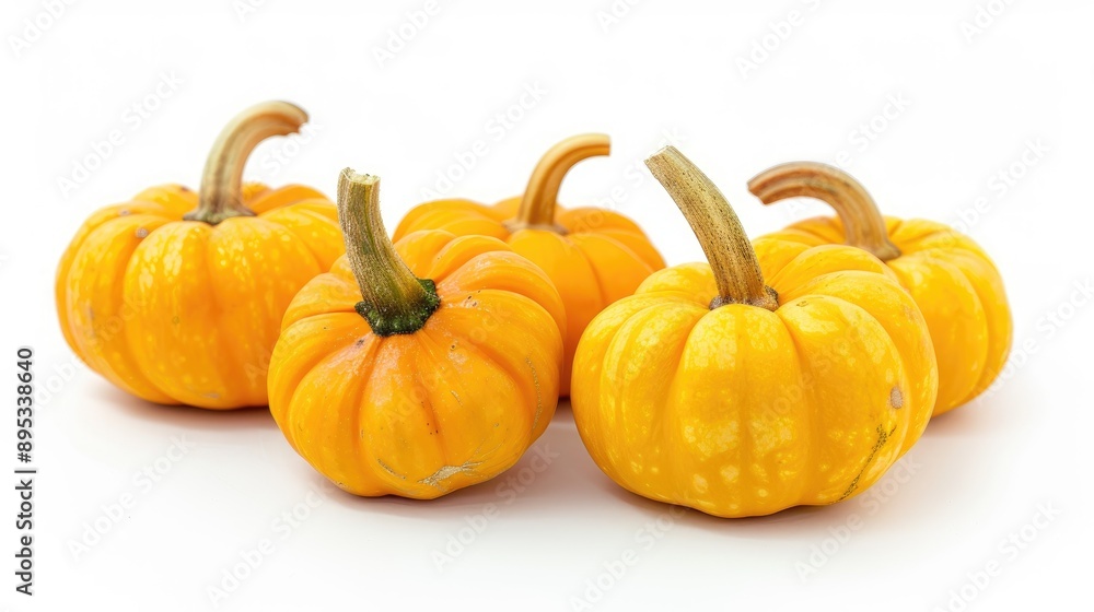 Obraz premium Yellow pumpkins on white background for Halloween and Thanksgiving