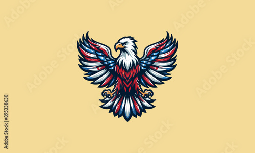 american flag painted bald eagle vector illustration design