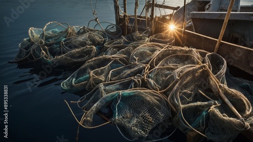 Overfishing with Empty Nets and Depleted Fish Stocks photo