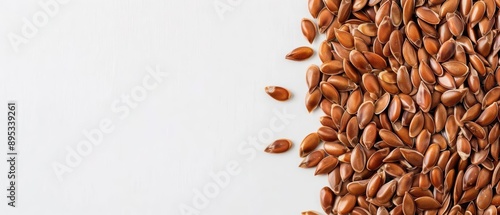 A contemporary banner design showcasing flaxseeds in an innovative, ultramodern, supernatural scene, with ample copy space for your advertisement