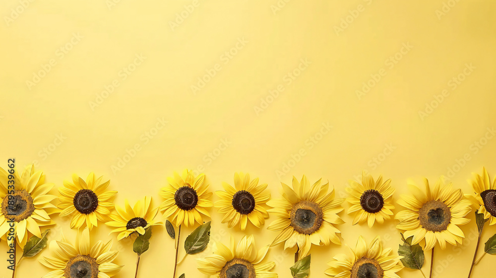 Fototapeta premium Sunflower flower pattern background illustration