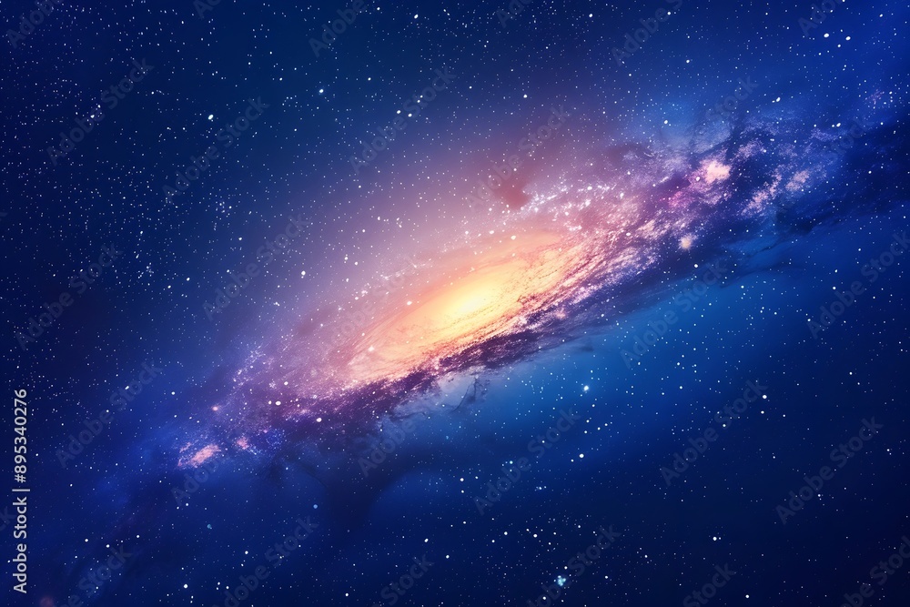 Fototapeta premium Starry galaxy background in space with nebula and bright stars.