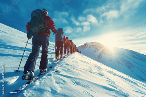 Experience the excitement of a winter adventure with skiing, mountain climbing, and exploring the enchanting alpine scenery of a magical winter wonderland. Get ready for a thrilling holiday getaway photo