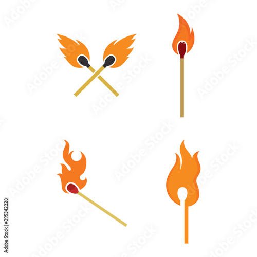 match stick logo vector icon illustration