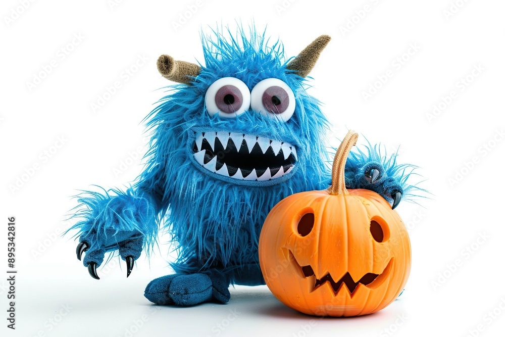 Monster with carved pumpkin Monster with carved pumpkin