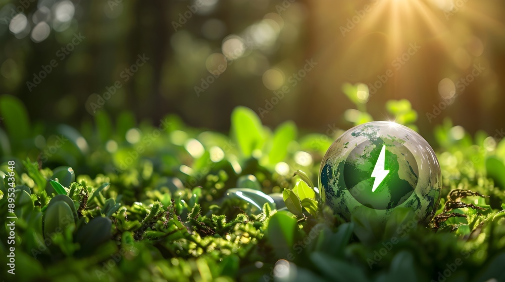 Globe with a power button icon, symbolizing the transition to green ...