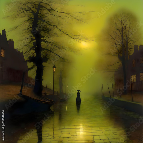 Wallpaper Mural Lost in the ethereal embrace of a foggy night, where the streets whisper secrets beneath a shroud of mystery Torontodigital.ca