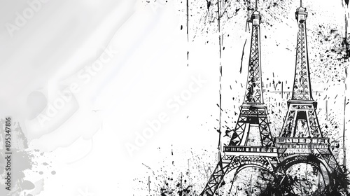 A vintageinspired illustration of the Eiffel Tower against a textured background