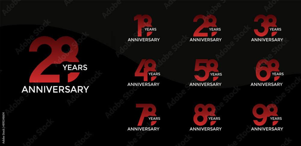 anniversary logo style set with red color can be use for celebration moment anniversary logo style set with red color can be use for celebration moment