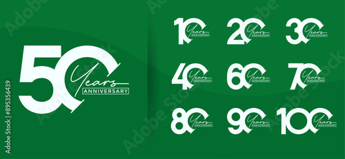 anniversary logo style set with white color can be use for celebration moment