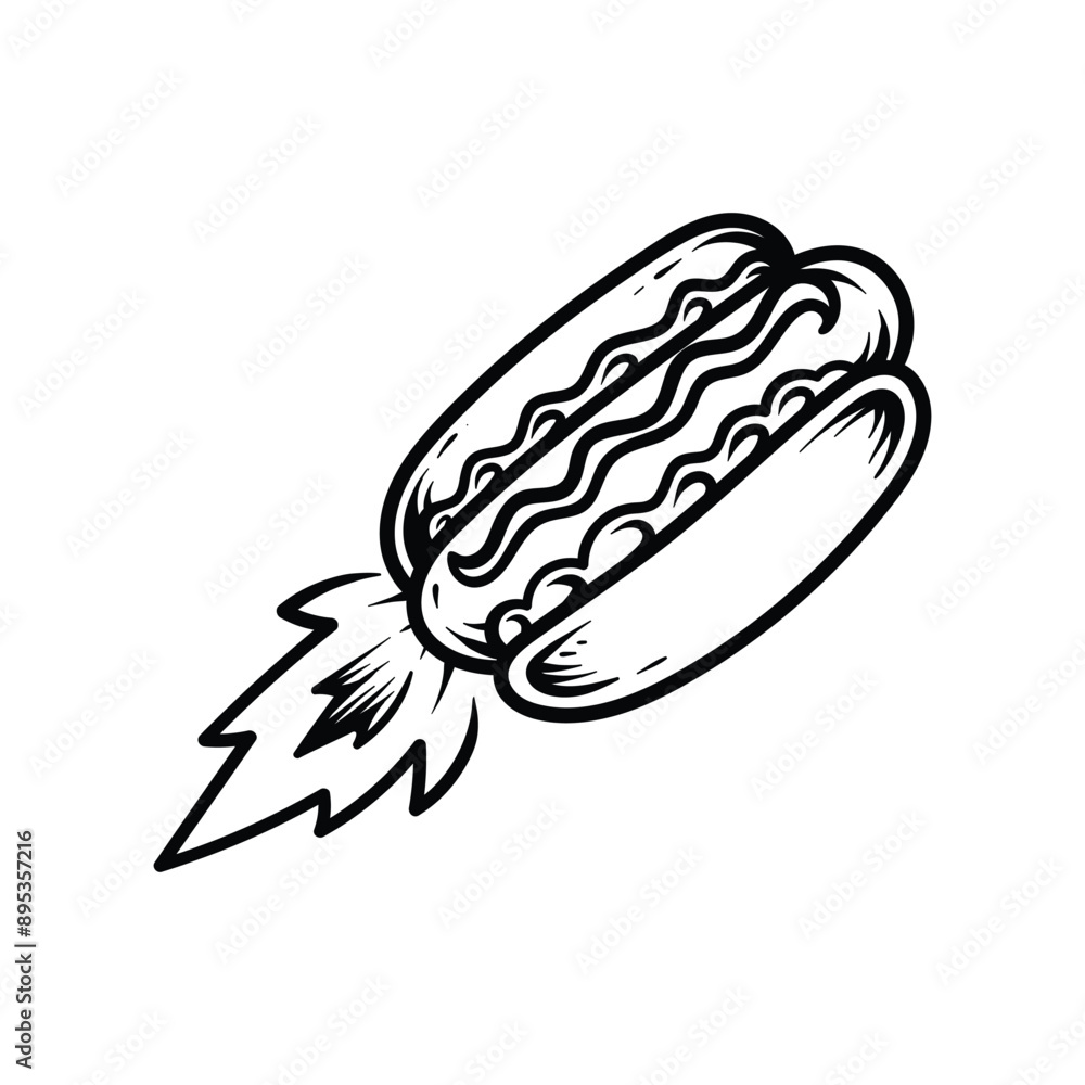 simple hotdog rocket line art style sketch classic vintage design illustration simple hotdog rocket line art style sketch classic vintage design illustration