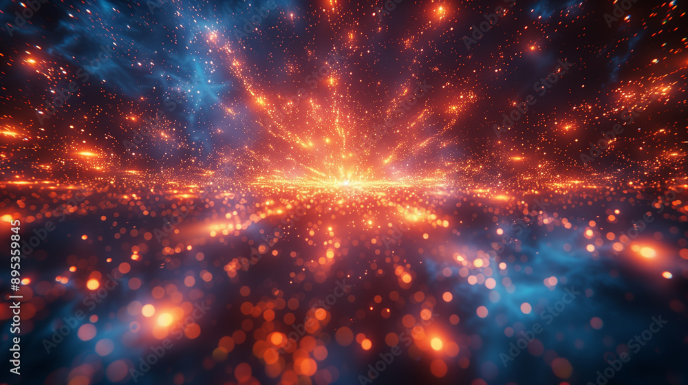 Radiant Neon Starburst Patterns in Bright Orange and Deep Indigo Radiant Neon Starburst Patterns in Bright Orange and Deep Indigo