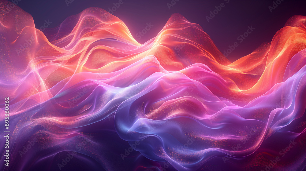 Smooth Flowing Neon Wave Patterns in Pink and Violet on Dark Background Smooth Flowing Neon Wave Patterns in Pink and Violet on Dark Background